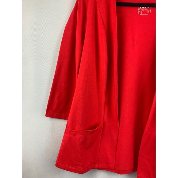 D&Co. Essentials Red Open Front Cardigan XS Long Sleeve Pockets Cotton Blend - Picture 4 of 5